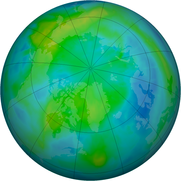 Arctic ozone map for 07 October 2013